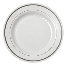 [RE0010] 10" Plate White Scalloped PS