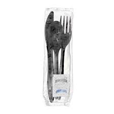 [MK82] Cutlery Kit Heavy White Fork Knife Napkin Salt Pepper