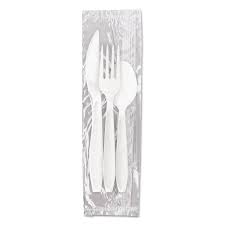 [MK95] Cutlery Kit Medium White Fork Knife Napkin Salt Pepper 95L
