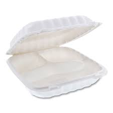 [99CB3] PP93B 9x9x3" 3 Comp Hinged Container Bagasse Compostable