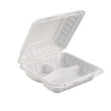[88CB3] PP83B 8x8x3" 3 Comp Hinged Container Bagasse Compostable