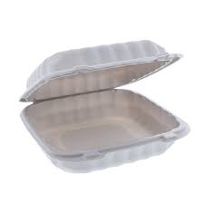 [88CB] PP88B 8x8x3" Hinged Container Bagasse Compostable