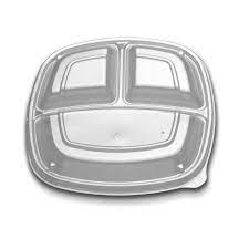 [CF713-093] 9" 3 Comp Black Plate Shallow Square