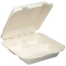 [MB953W] 9x9x3" 3 Comp Hinged White MFPP Container