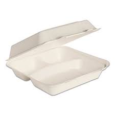 [MB853W] 8x8x3" 3 Comp Hinged White MFPP Container