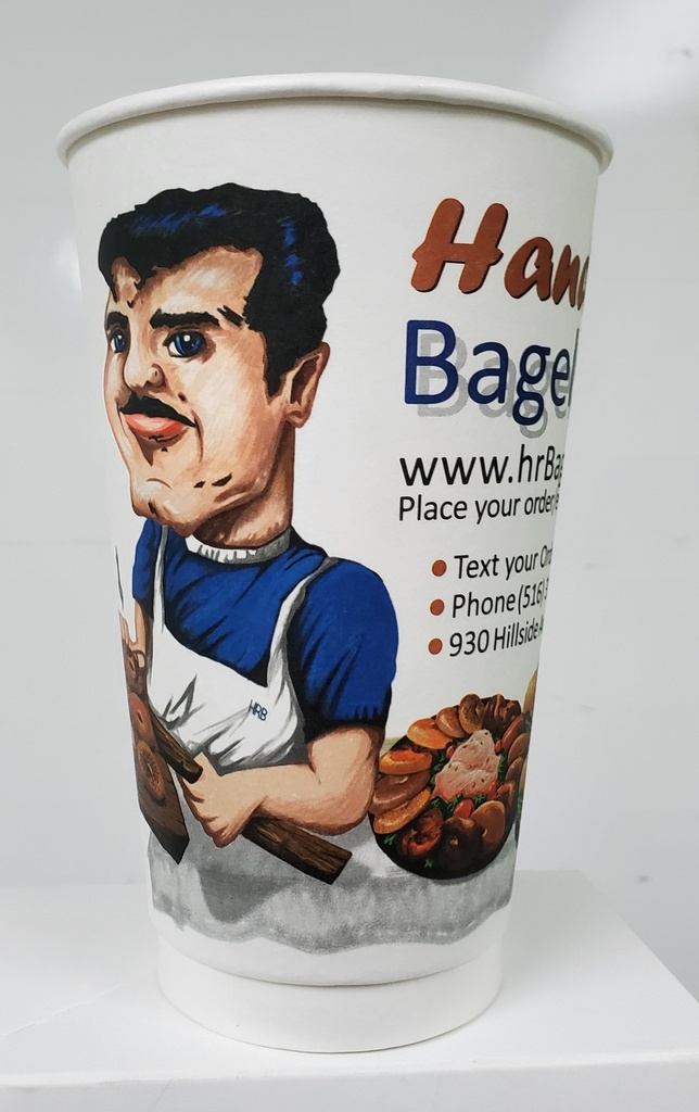 16 oz Hot Cup Double Wall Hand Rolled Bagels Print