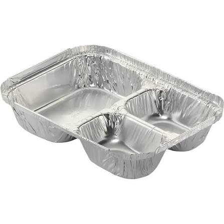 3 Comp Aluminum Tray Combo 8.5x6.5" w/ Flat Lid