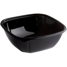 48 oz Medium Black Square PET Bowl Closeout