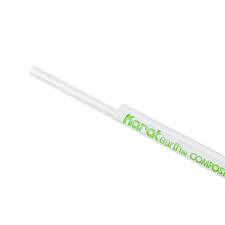 9" White Giant PLA Straw Wrapped Wide