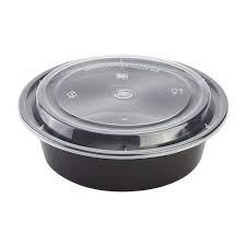 32 oz Black Round Microwave Combo 7" Deep GD