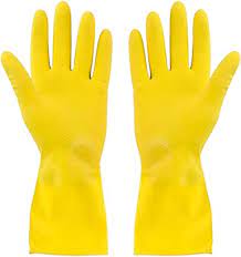 Gloves Rubber Large Yellow 12 Pairs