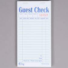Guest Check 2 Part Carbon 17 Line 50 Sheets G6000