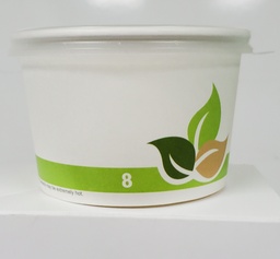 [ECO-8SOUPCOMBO] 8 oz Soup Combo Paper Green Beige Leaves PP Lid