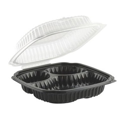 [CL91031] 10.5x9.5" 3 Comp Black Hinged Container