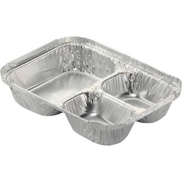 [9269TPA] 3 Comp Aluminum Tray Combo 8.5x6.5" w/ Flat Lid