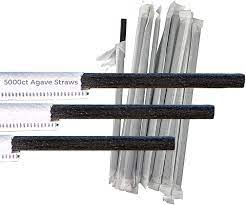 [8STRAWAGAVE-B] 8" Black Agave Straw Wrapped SBA21W 6 mm